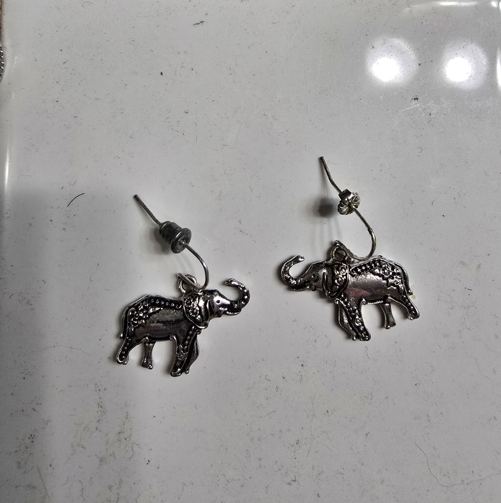 Silver Elephant Earrings